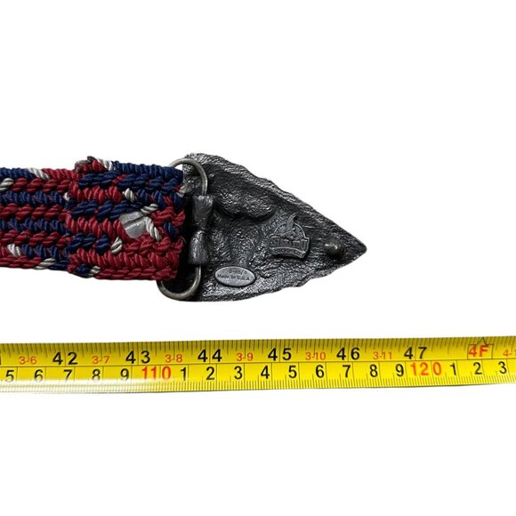 Vintage Western Belt Buckle Arrowhead Cow Skull 1980s Siskiyou Woven Nylon - Picture 7 of 7